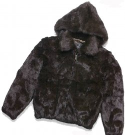 Winter Fur Men's Dark Brown Full Skin Rabbit Jacket With Detachable Hood M05R02BR.