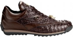 Belvedere "Toro" Brown Genuine Caiman Crocodile / Calf Sneakers With Eyes