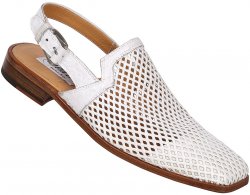 Mauri "2109" White Genuine Ostrich Leg Half Shoes