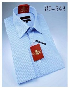 Axxess Classic Light Blue Square Cotton Modern Fit Dress Shirt With French Cuff 05-543