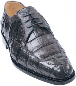 Belvedere "Susa" Grey All-Over Genuine Hornback Crocodile Shoes With Quill Ostrich Trim P32
