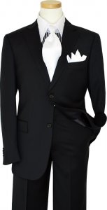 Elements by Zanetti Solid Black Super 140's Wool Suit S13030A