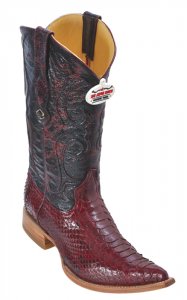 Los Altos Burgundy Genuine All-Over Belly Python 3X Toe Cowboy Boots 955706