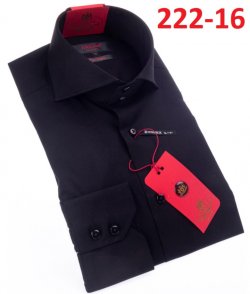 Axxess Black Cotton Modern Fit Dress Shirt With Button Cuff 222-16.