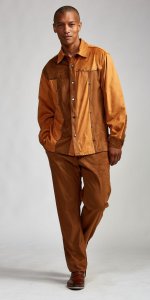 Silversilk Whisky / Brown Button-Up Studded Microsuede Outfit 9568