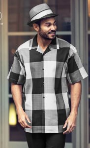 Montique Black / White / Grey Checker Design Short Sleeve Outfit 1841