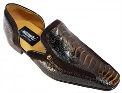 Mauri "4476" Bicolore Dark Brown/Gold/Suede Genuine Ostrich Leg Loafer Shoes