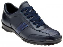 Belvedere "Orfeo" Navy Genuine Alligator / Soft Calfskin Leather Casual Sneakers 31006.