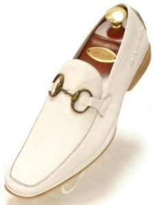 Fiesso White Genuine Leather Loafer Shoes With Bracelet FI1074