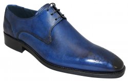 Duca Di Matiste 1550 Blue Genuine Italian Calfskin Leather Perforation Shoes.