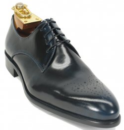 Carrucci Black / Navy Genuine Patent Leather Perforated Oxford Shoes KS479-04.