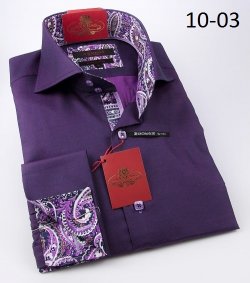 Axxess Navy Blue Handpick Stitching 100% Cotton Modern Fit Dress Shirt 10-03