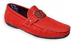 Stacy Adams "Primo" Red Faux Leather Loafer Shoes With Leather Lining 24959-600