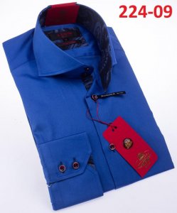 Axxess Royal Blue Cotton Modern Fit Dress Shirt With Button Cuff 224-09.