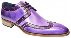 Duca Di Matiste "Savona" Lavender / Purple Genuine Italian Calfskin Wingtip Lace-Up Shoes.