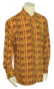 Bagazio Brown / Orange / Yellow Striped Design Long Sleeve Shirt BM1385