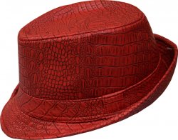 Xtreme Stylz Red PU Leather Gator Print Fedora Dress Hat XS-3