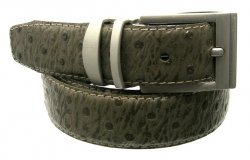 Serpi Grey Ostrich Print Genuine Leather Belt F1/30