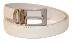 Serpi Off-White Alligator Print Genuine Leather Belt F9/30