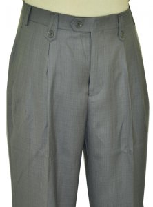 Pronti Silver Grey Wide Leg Slacks With Custom Button Tabs / Flapped Pockets P6046