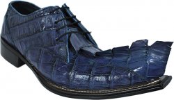 La Scarpa "Wicked 37" Navy All-Over Hornback Crocodile With Giant Crocodile Tail Shoes