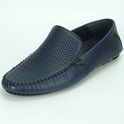 Fiesso Navy PU Leather Perforated Slip-on FI2324.