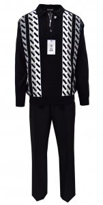 Stacy Adams Black / White / Grey Pull-Over 2 Piece Sweater Outfit 1328