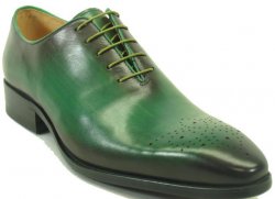 Carrucci Olive Genuine Leather Lace -up Whole Cut Oxford Shoes KS503-36.