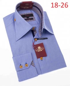 Axxess Baby Blue 100% Cotton Modern Fit Dress Shirt 18-26.