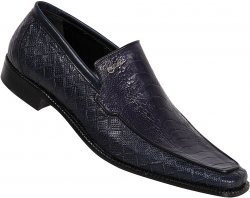 Mauri "2430" Wonder Blue Karung Plisse Design Genuine Ostrich / Calf Shoes