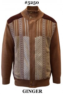 Silversilk Copper / Rust / Off-White Striped Design Zip-Up Sweater 5250
