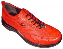 Romano "Tiger Eyes" Red Crocodile/Ostrich With Eyes Sneakers