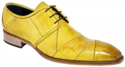 Duca Di Matiste "Imperio" Yellow Genuine Italian Calfskin Lace-Up Shoes.