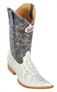 Los Altos WinterWhite All-Over Alligator Tail Prints 3X Toe Cowboy Boots 3950104
