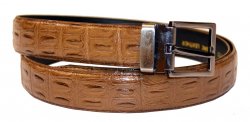 Serpi Dark Taupe Hornback Crocodile Print Genuine Leather Belt GB-138