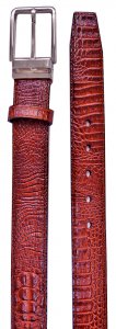 Serpi Burgundy Hornback Alligator Embossed Genuine Leather Belt B15