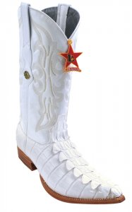 Los Altos White All-Over Crocodile Print Cowboy Boots 3952228