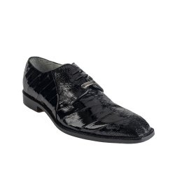 Belvedere "Nome" Black Genuine Eel / Ostrich Skin Shoes.