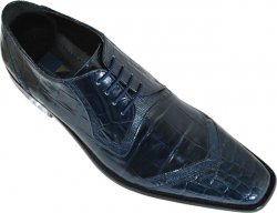 Giorgio Brutini Navy Blue Alligator Print Shoes 210173