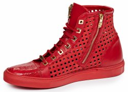 Mauri 8513/2 Red Genuine Baby Crocodile / Calf Perforated Casual Shoes.