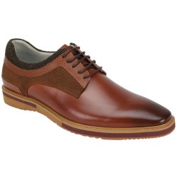 Giovanni "Lance" Tan Genuine Calfskin Derby Lace-Up Rubber Sole Casual Dress Shoes.