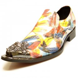 Fiesso Blue / Red / Yellow Genuine Leather Slip-On With Metal Toe FI6984.