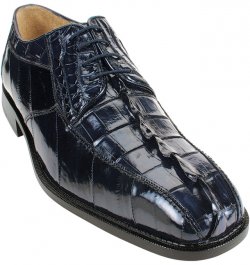 Belvedere "Bruno" Navy Genuine Hornback Crocodile/Eel Shoes.