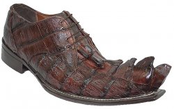 La Scarpa "Wicked 37" Brown All-Over Hornback Crocodile With Giant Crocodile Tail Shoes