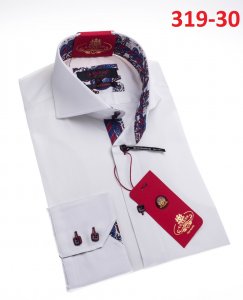 Axxess White Cotton Modern Fit Dress Shirt With Button Cuff 319-30.