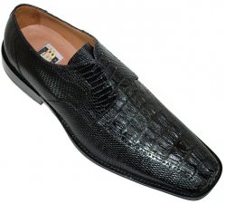 David Eden "Hunnington" Black Genuine Hornback Crocodile/Lizard Shoes