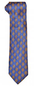 Bruno Marchesi 8051-1 Royal Blue / Gold Geometric Design Silk Necktie