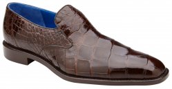 Belvedere "Genova" Chocolate Brown Genuine Alligator Slip-On Shoes R53.