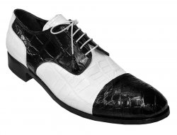 Mauri "1072" Black / White Genuine All Over Alligator Shoes.