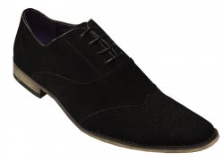 Zota Black Genuine Suede Leather Perforation Shoes Z1803